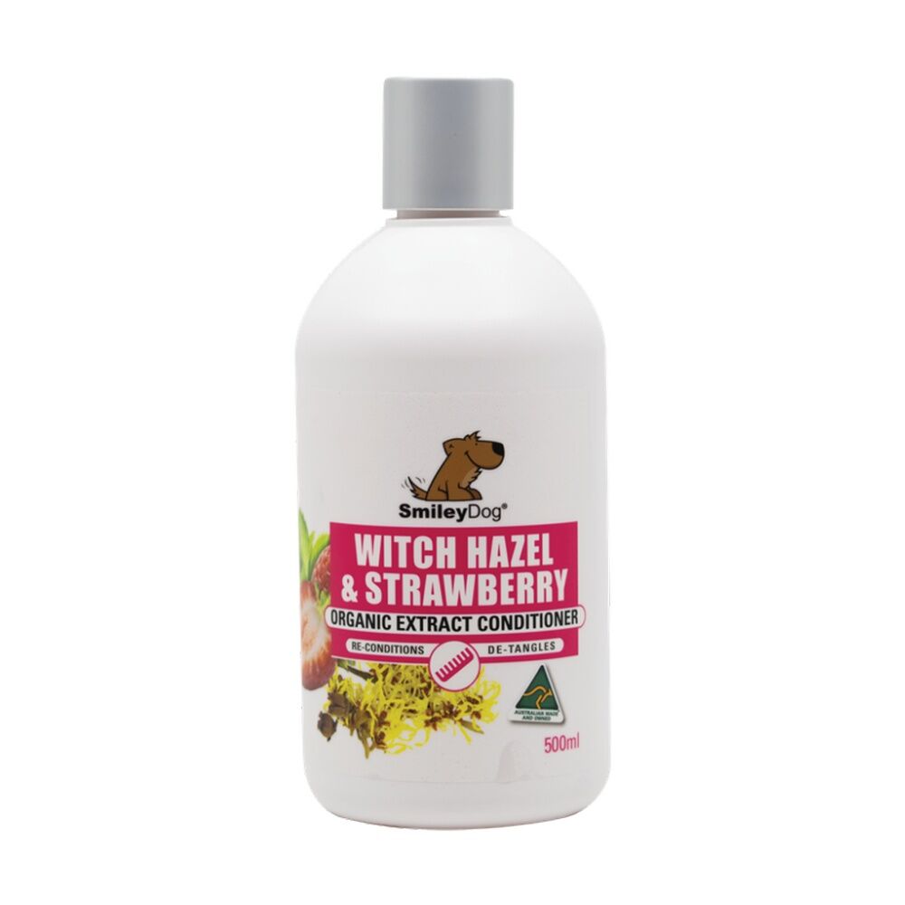Smiley Dog 500ml Witch Hazel & Strawberry Pet Grooming Conditioner Bottle