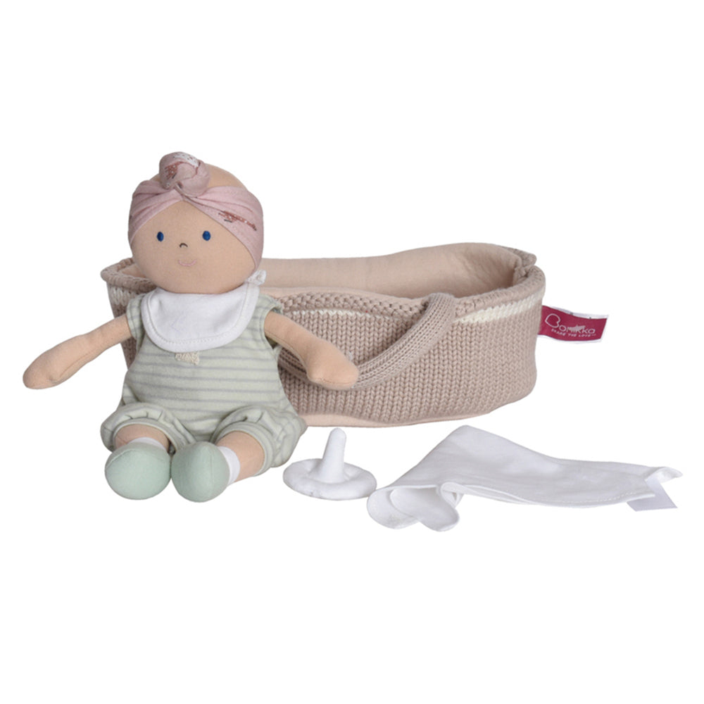 Bonikka Green Outfit Baby Infant/Newborn Plush Toy w/ Knitted Carry Cot 0m+