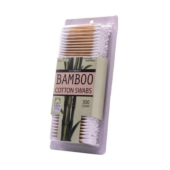 GO Green Bamboo Cotton Swabs Buds Ear Cleaning Care Disposable (300 Pieces) — image 3