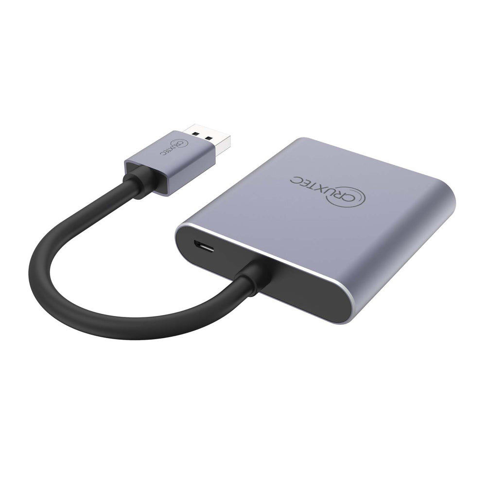 Cruxtec DisplayPort to Dual HDMI 4K Portable Compact Hub Input Adapter Grey
