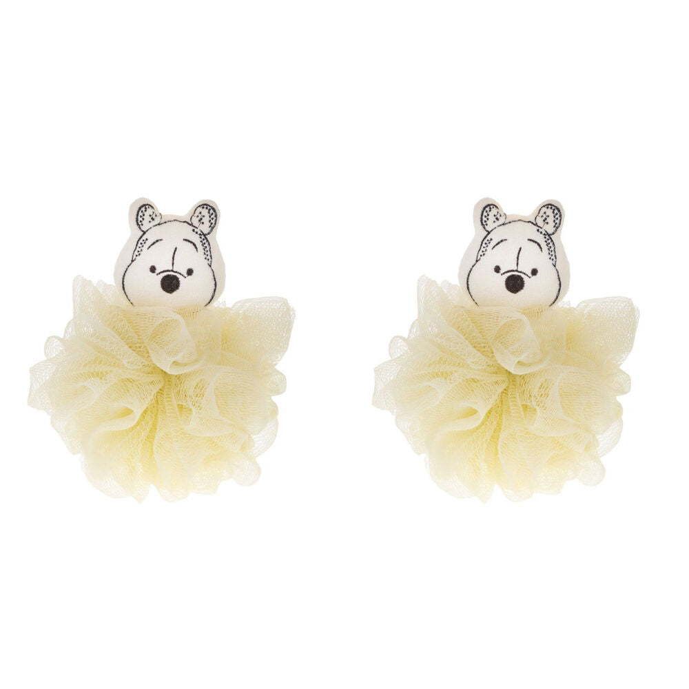 Disney Winnie the Pooh Body Exfoliator Shower Loofah Puff Yellow (2 Pack)