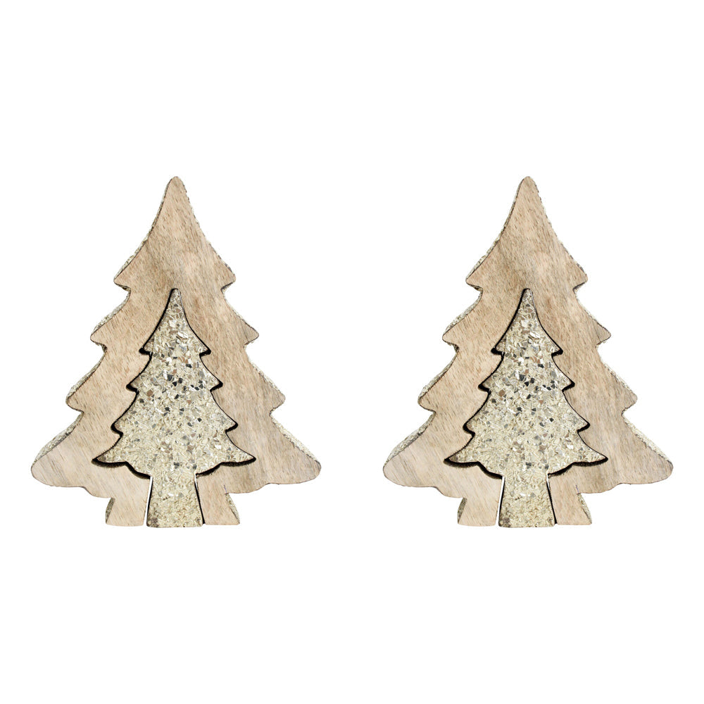 LVD 16x20cm Mango Wood Dual Champagne Tree Medium - Brown (2 Pack)