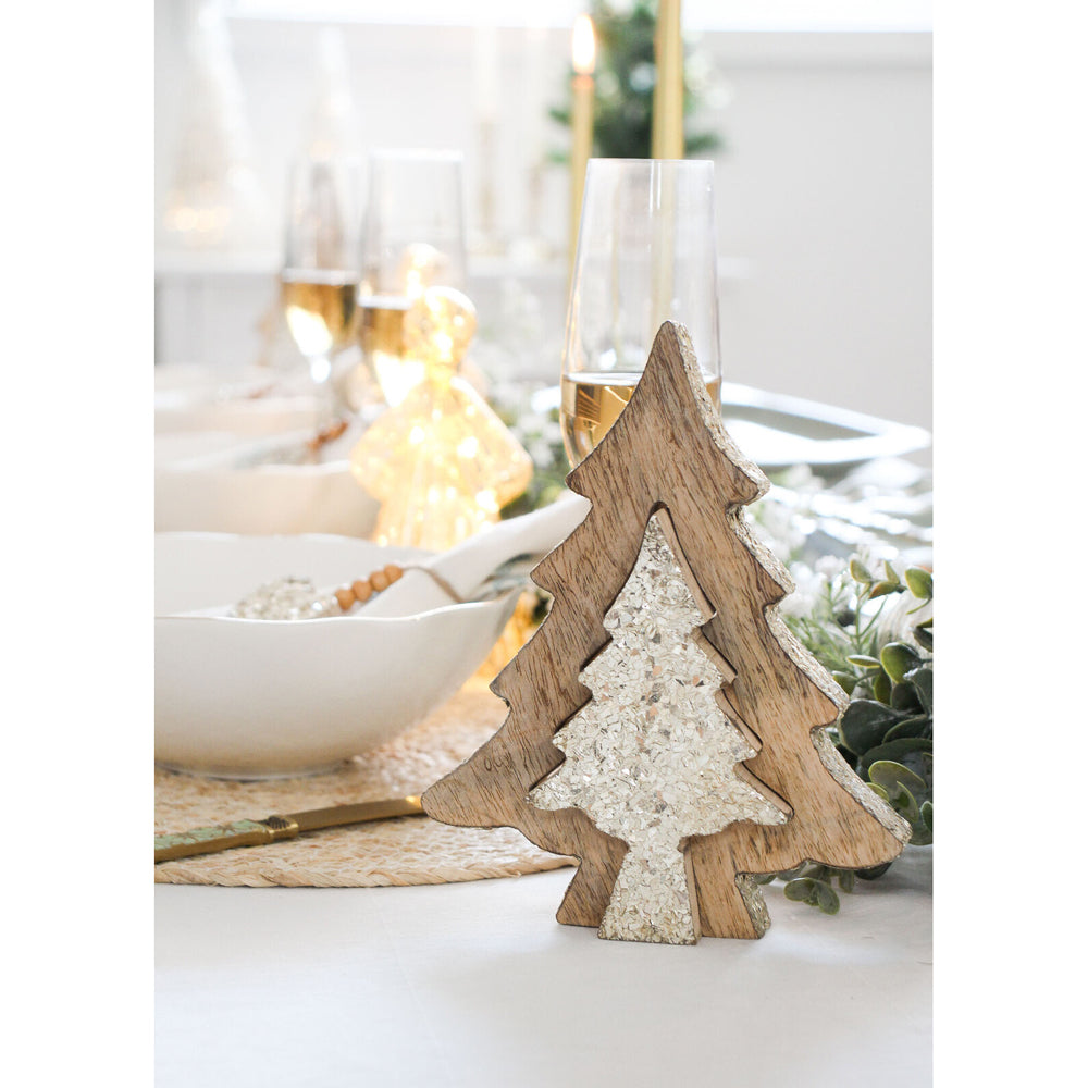 LVD Mango Wood Dual Champagne Tree Home/Office Xmas Decor Medium 16x20cm BRN — image 2