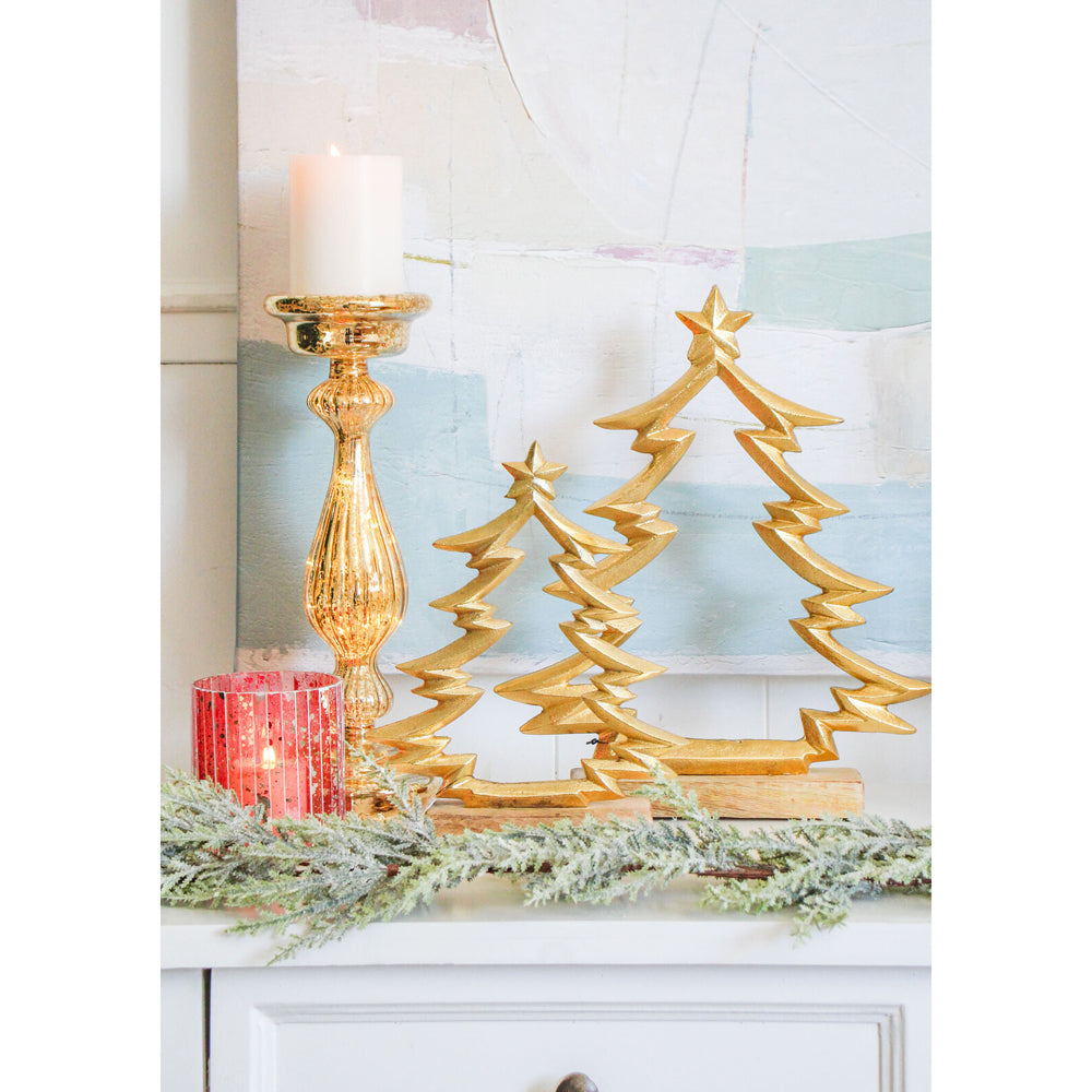 LVD Mango Wood/Metal Tree Silouette Home/Office Xmas Decor Lrg 35x35cm Gold — image 2