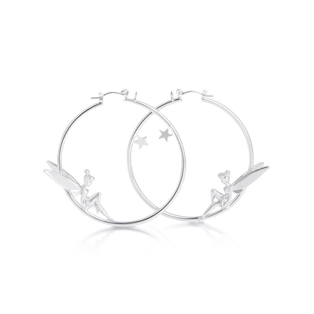Couture Kingdom Disney Peter Pan Tinker Bell Hoops Fashion Earrings 5cm Silver