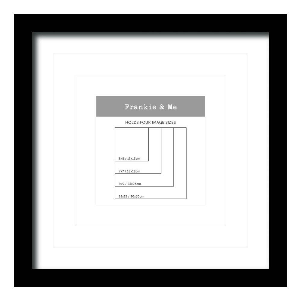 Frankie & ME Window Wooden Multi-Mat Square Photo Frame Home Decor 32.5cm Black