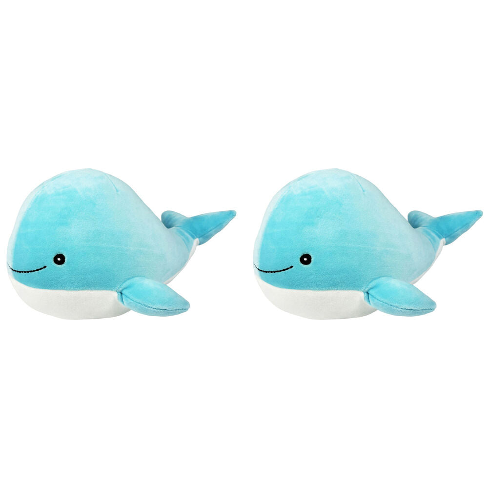 Momoko Whale Animal Stuffed Doll Kids Soft Plush Toy 33x15x17cm Blue (2 Pack)