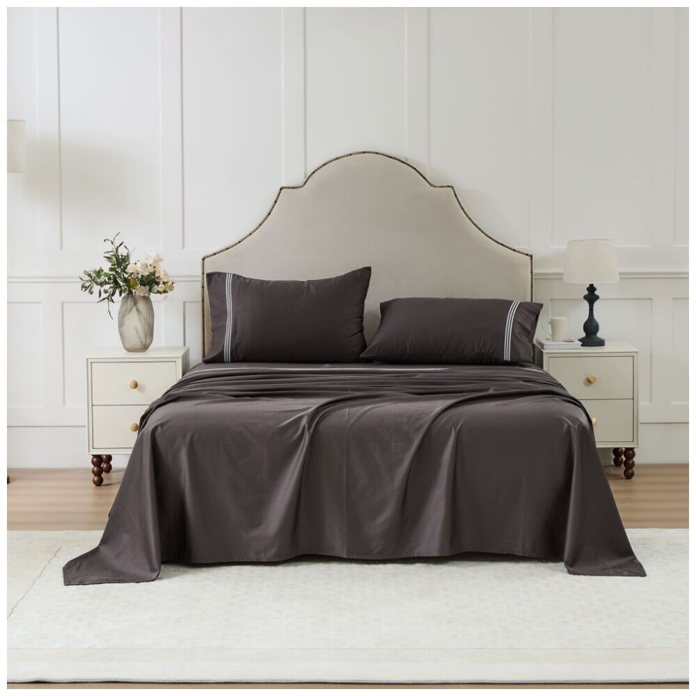 Grosvenor House 500TC Hotel Embroidered Sheet Set Charcoal With White — image 3