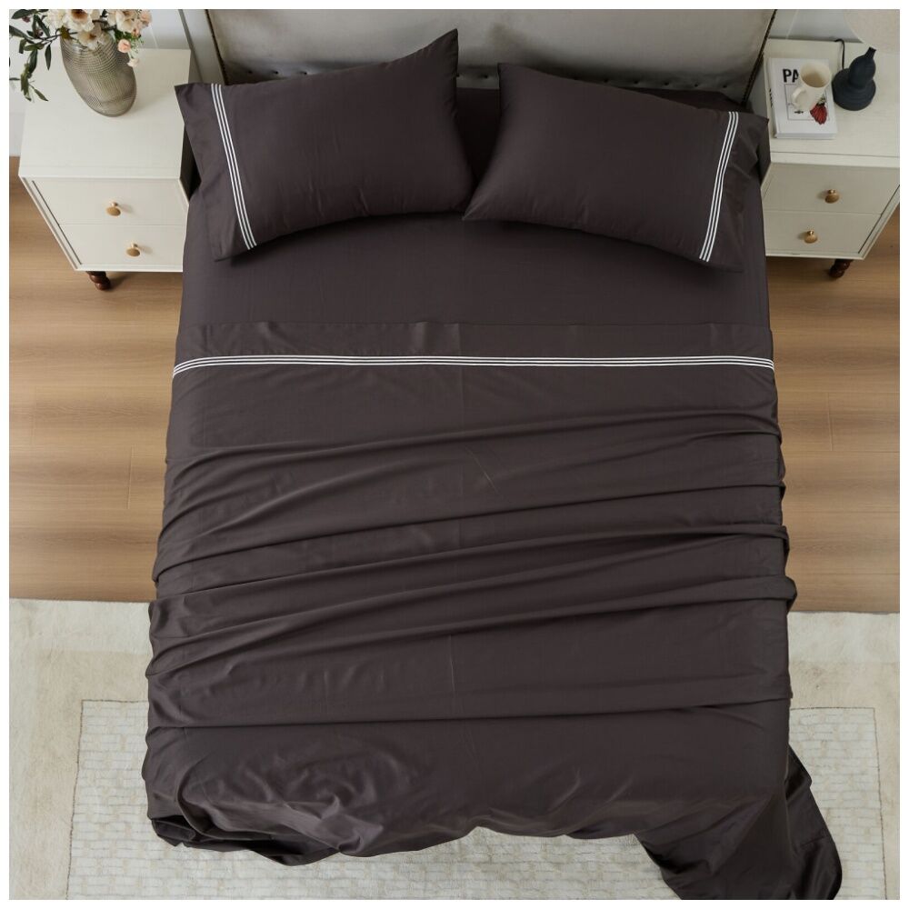 Grosvenor House 500TC Hotel Embroidered Sheet Set Charcoal With White — image 8