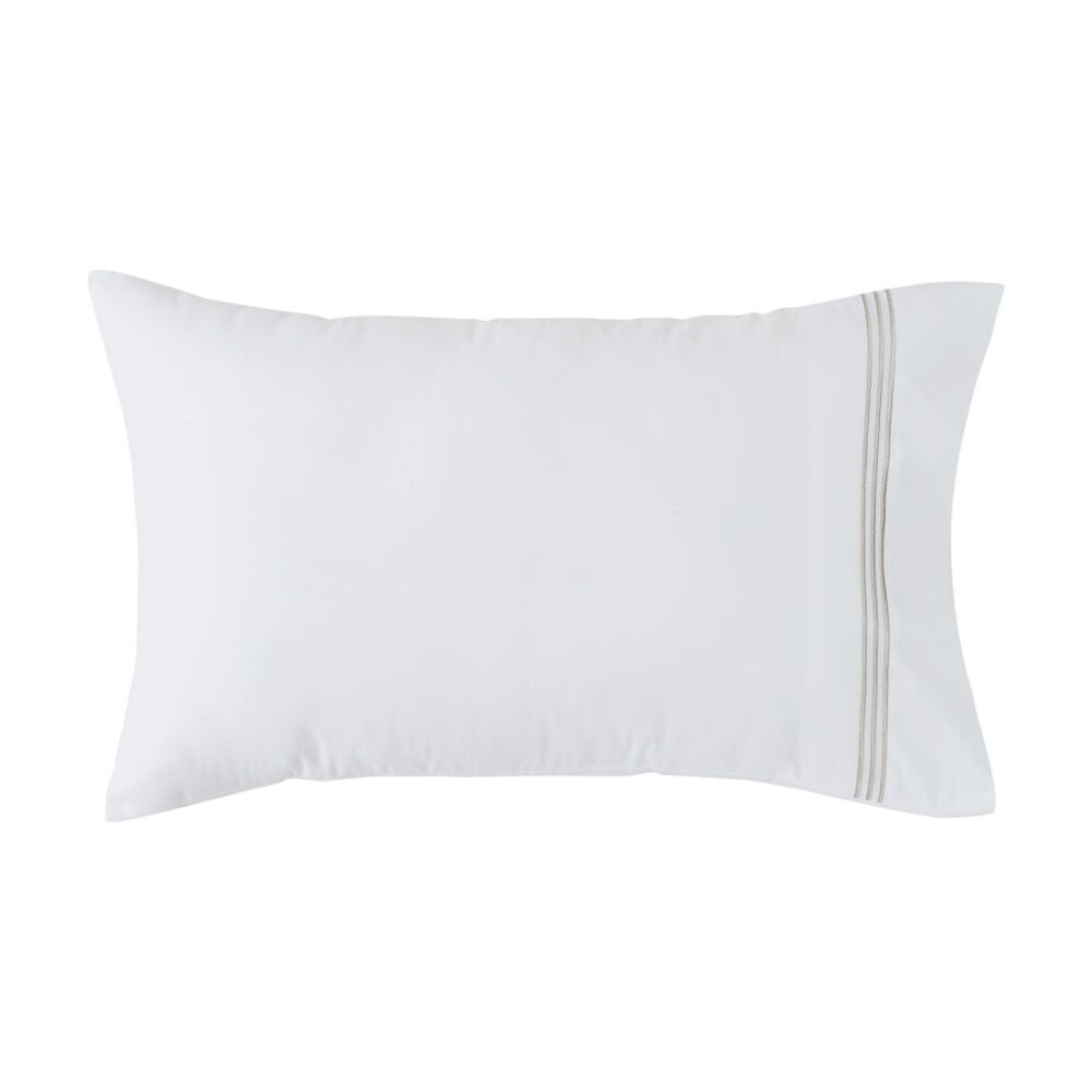 Grosvenor House 500TC Hotel Embroidered Standard Pillowcases White w/ Taupe (2 Pieces) — image 2