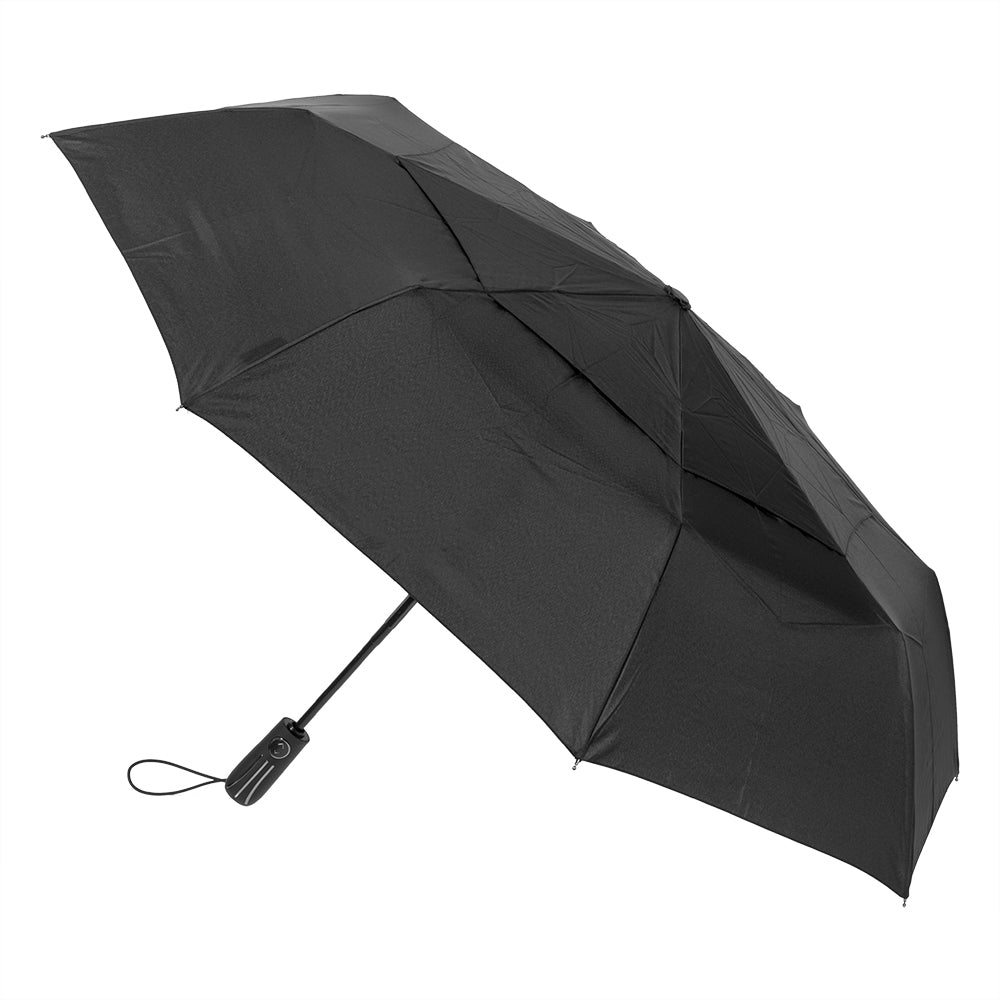 Clifton UPF50+ RPET Vented Auto Open & Close Windproof Folding Umbrella Black