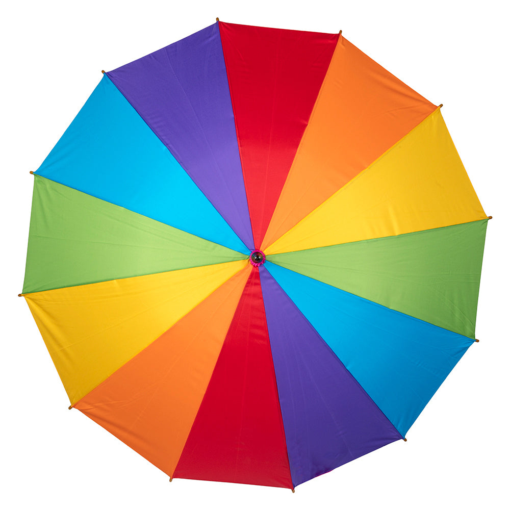 Clifton Pride Range 105cm Windproof 12-Rib UPF50+ UV Umbrella Wood Style Rainbow