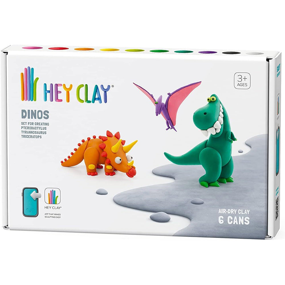 Hey Clay Dinosaurs Medium Kids/Childrens Modelling Clay Art/Craft Set 6-36m (6 Pieces)