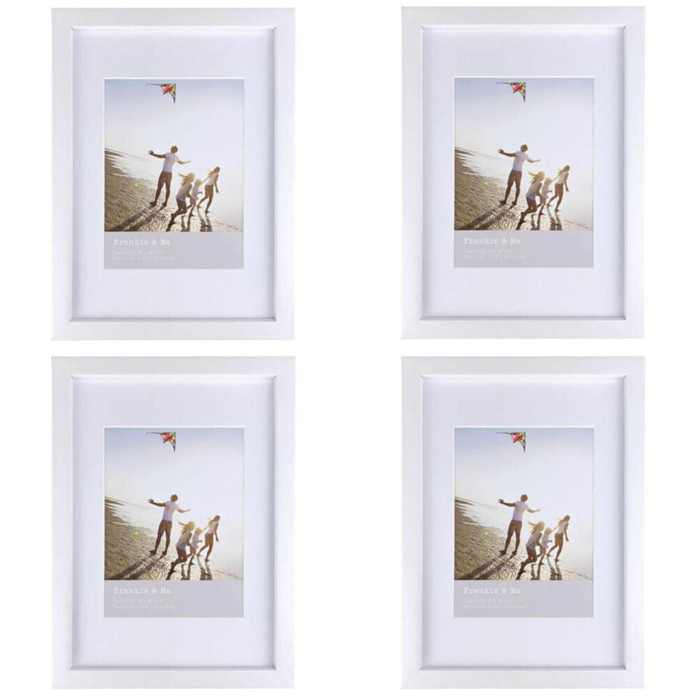Frankie & ME Wooden Border 6x8'' Picture Frame Home/Office Photo Decor White (4 Pack)