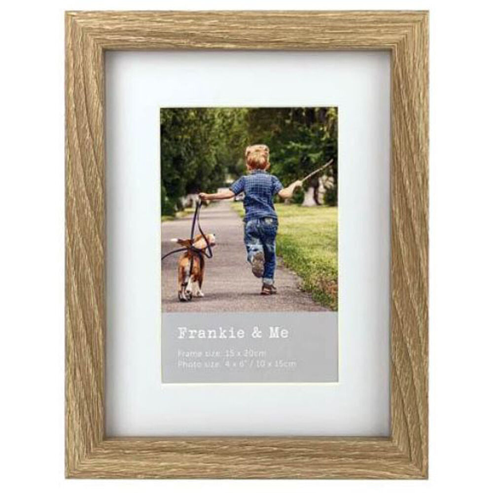 Frankie & ME Oak Wooden Border 4x6'' Picture Frame Home/Office Photo Decor