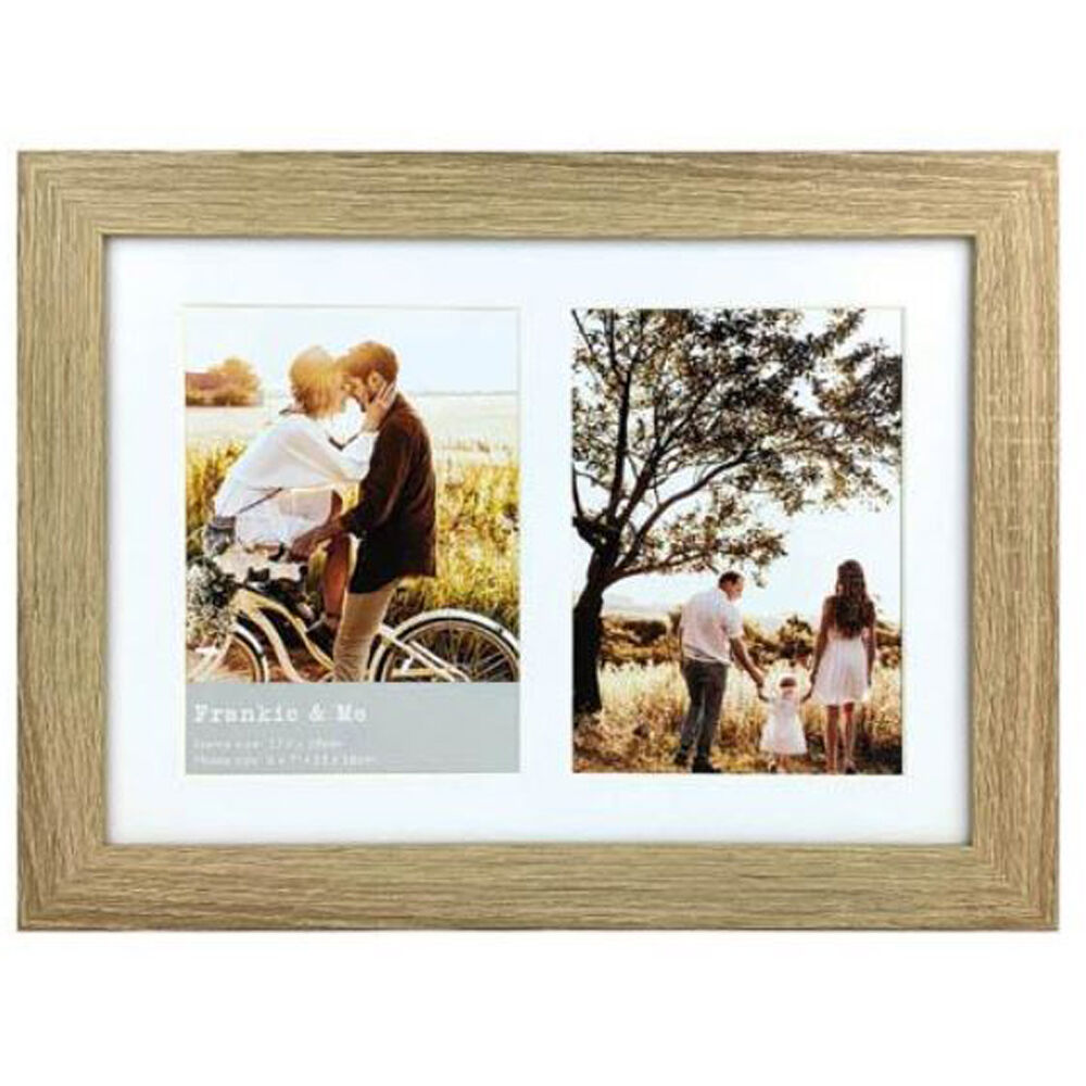 Frankie & ME Oak Wooden Collage 5x7'' Double Picture Frame Home/Office Decor