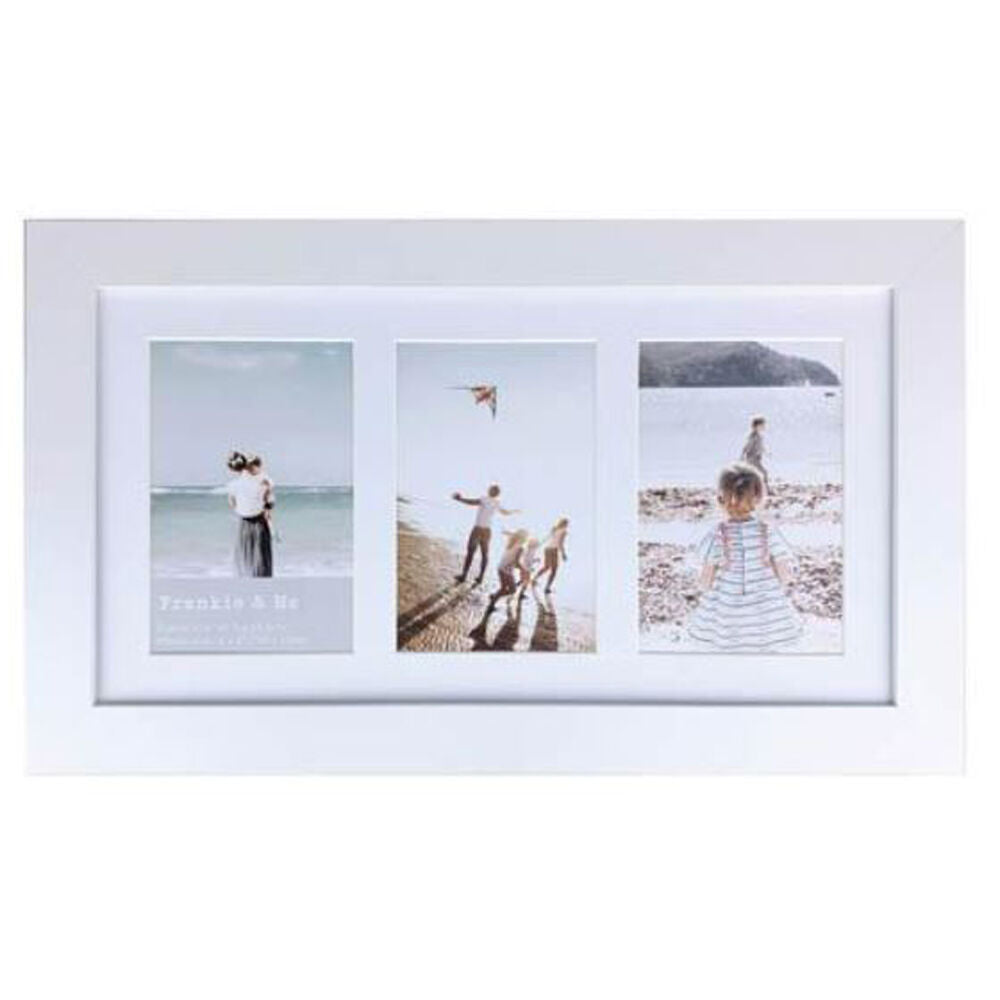 Frankie & ME Wooden Collage 4x6'' Triple Picture Frame Home/Office Decor — White