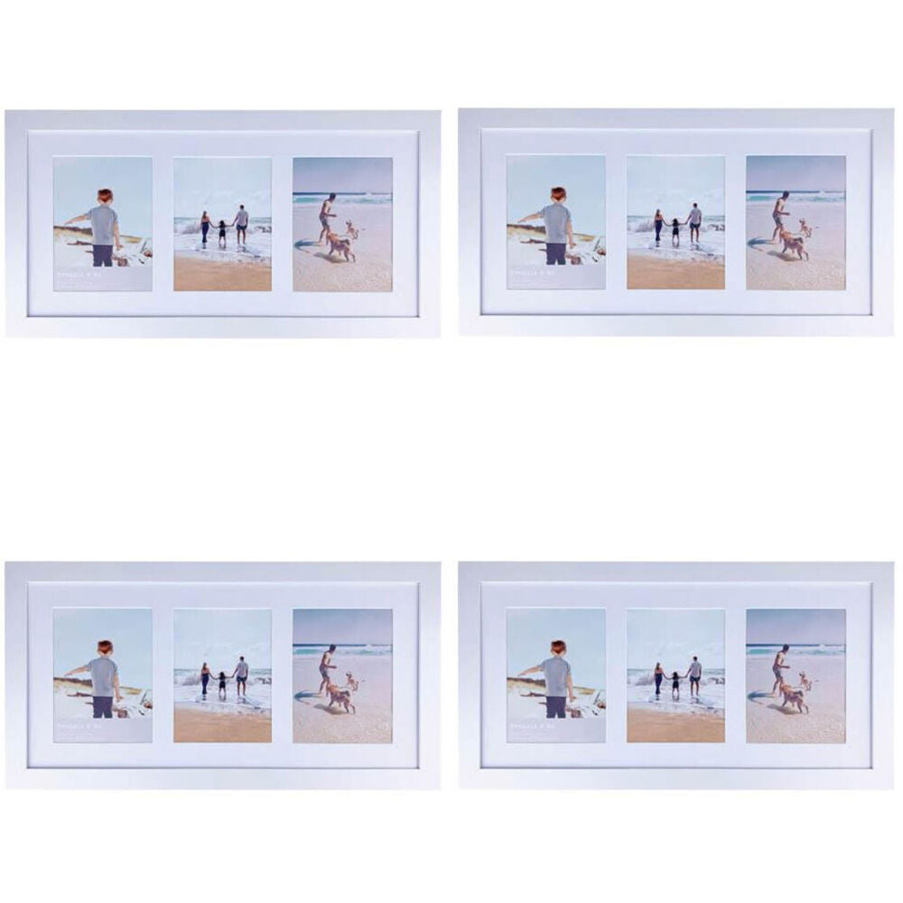 Frankie & ME Wood Collage 6x8'' Triple Picture Frame Home/Office Decor White (4 Pack)
