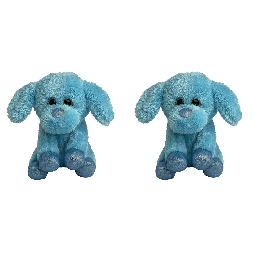 Momoko Dog Foil Animal Sit Stuffed Doll Kids Soft Plush Toy 20cm Blue (2 Pack)