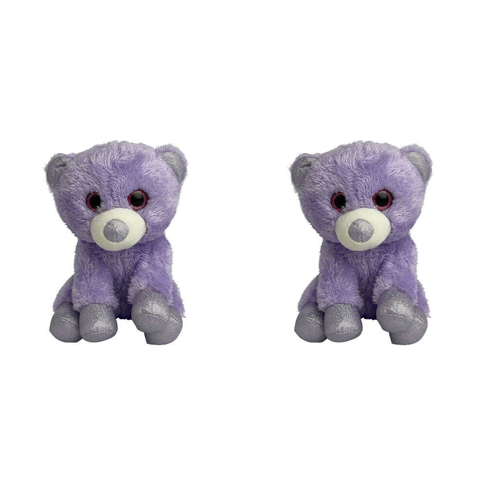 Momoko Teddy Bear Foil Animal Sit Stuffed Doll Kids Plush Toy 20cm Purple (2 Pack)