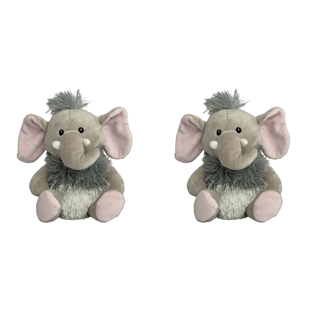 Momoko Elephant Animal Sit Stuffed Doll Kids Soft Plush Toy 20cm Grey (2 Pack)