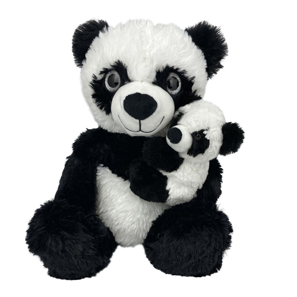 Momoko 35cm White Parent Baby Panda Animal Stuffed Doll Kids Soft Plush Toy