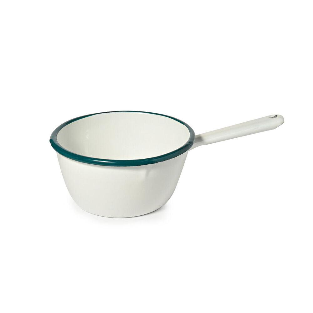 ST Clare St. Clare Enamel Heavy Duty Carbon Steel Milk Saucepan 16cm White/Green