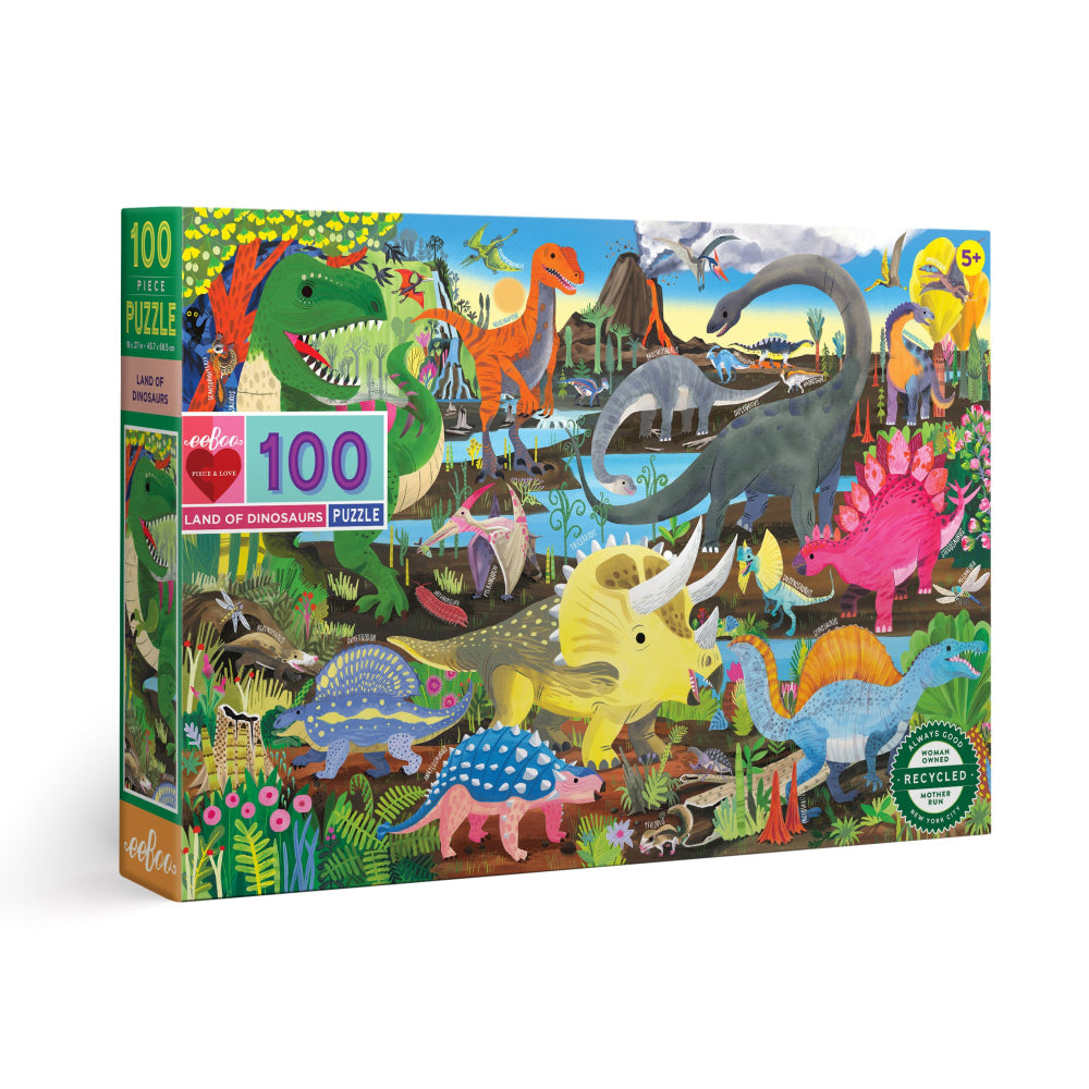 Eeboo Jigsaw Puzzle Land of Dinosaurs 45x68cm Educational Game 5y+ (100 Pieces)