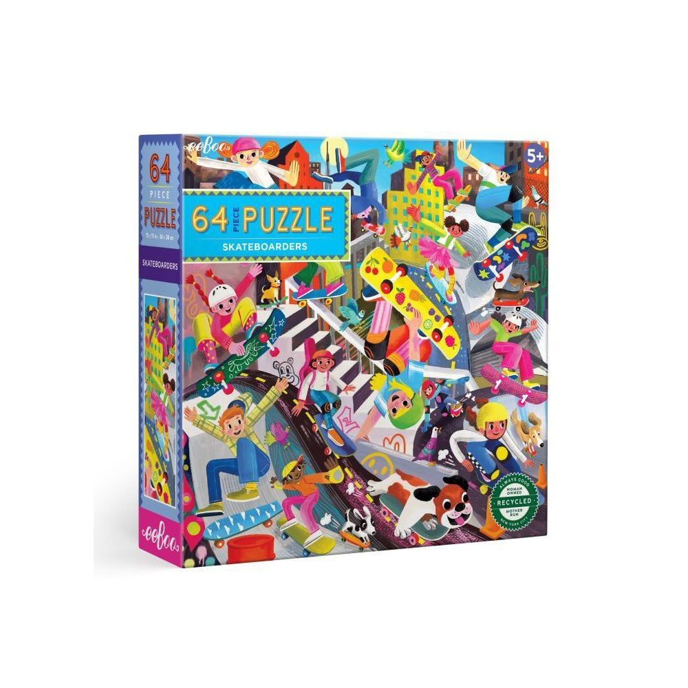 Eeboo 64pc eeBoo Jigsaw Puzzle 38x38cm Kids Educational Play Game Skateboarders 5+ (2 Pack) — image 2