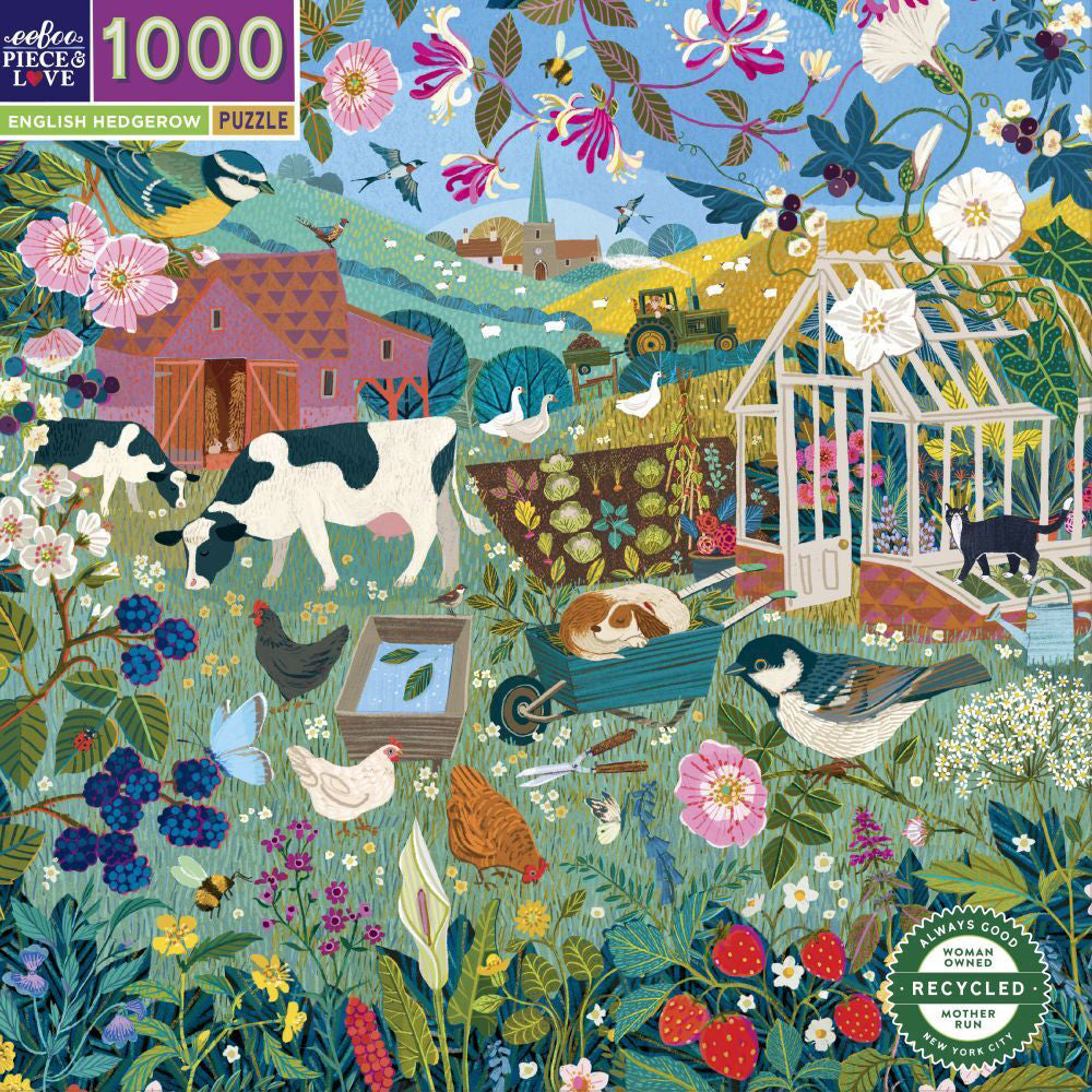 Eeboo Jigsaw Puzzle 58.4cm Educational Fun Game English Hedgerow 14+ (1000 Pieces)