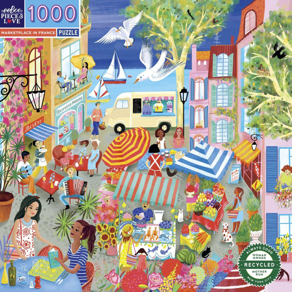 Eeboo Jigsaw Puzzle 58.4cm Educational Game Marketplace in France 14+ (1000 Pieces)