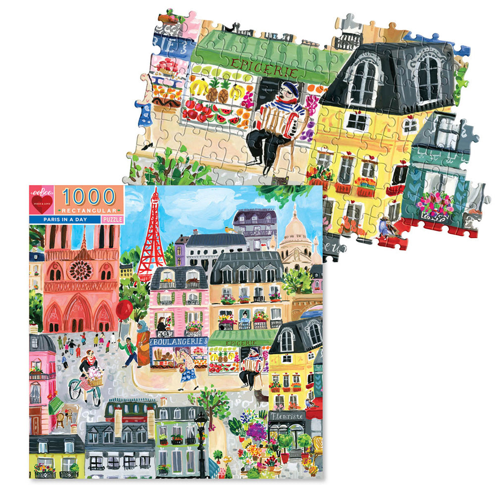 Eeboo Jigsaw Puzzle 58.4cm Educational Play Game Paris In a Day 14+ (1000 Pieces) — image 2