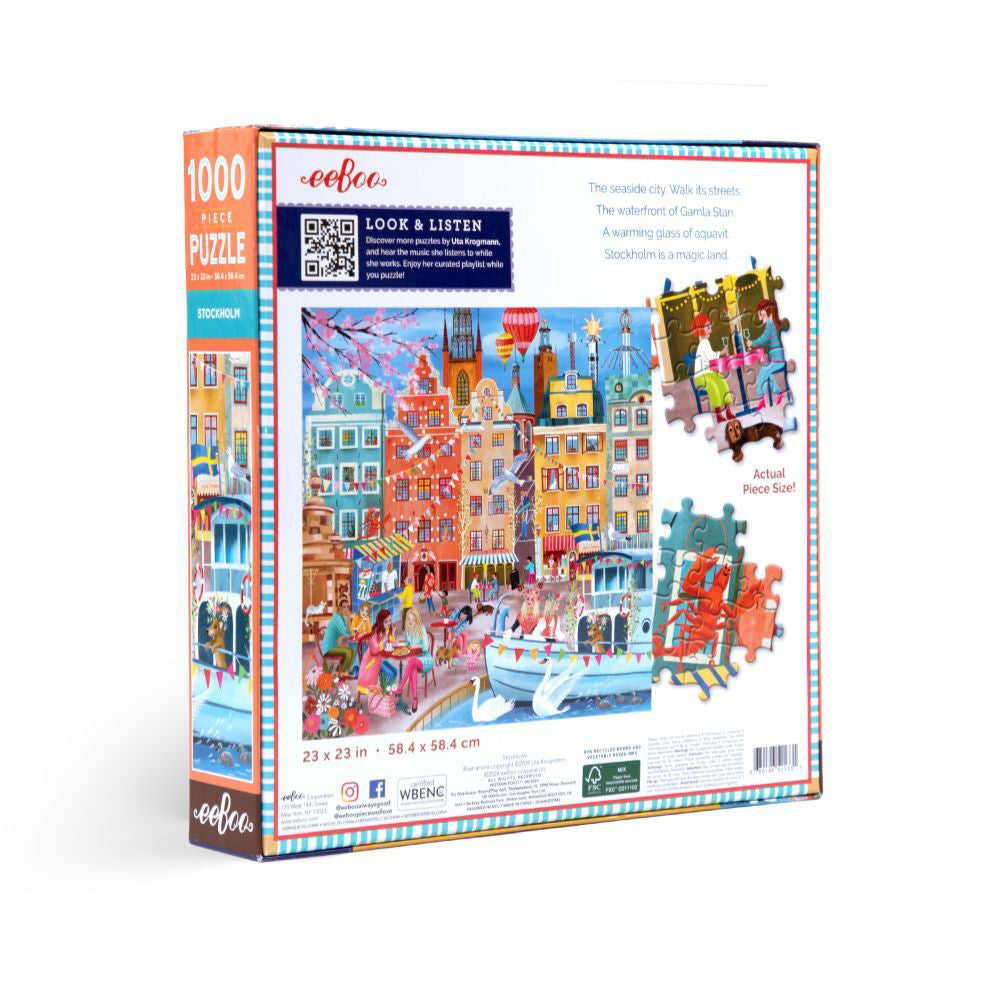 Eeboo Jigsaw Puzzle 58.4cm Educational Play Fun Game Stockholm 14+ (1000 Pieces) — image 2