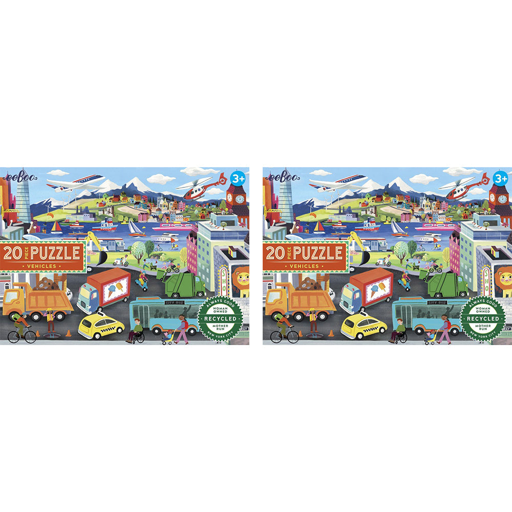 Eeboo 20pc eeBoo Kids/Children Jigsaw Puzzle 28x38cm Vehicles Educational Game 3y+ (2 Pack)