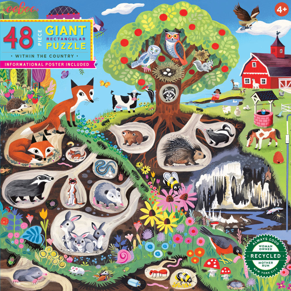 Eeboo Kids Jigsaw Puzzle 76x61cm Within the Country Educational Game 4+ (48 Pieces)