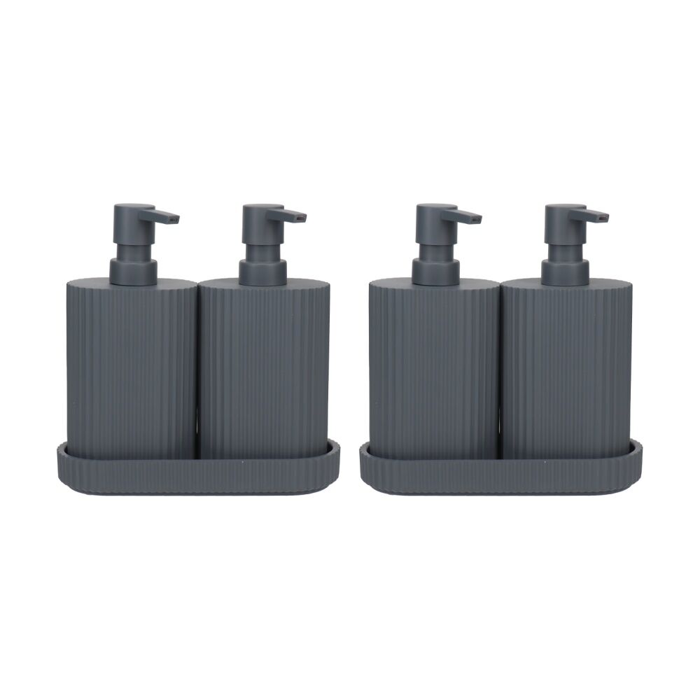 Eco Basics Wash Station Duo Soap Dispenser Resin Plastic Bathroom - Graphite (2 Pack)