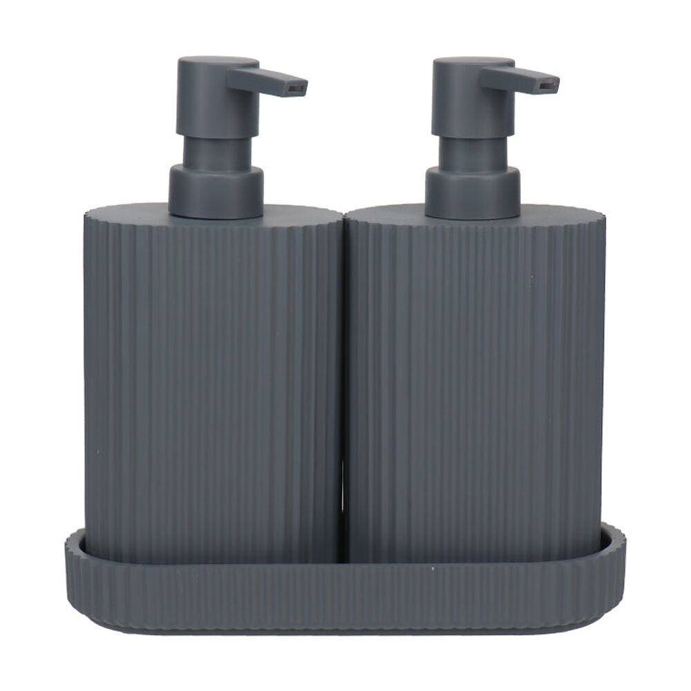Eco Basics Wash Station Duo Soap Dispenser Resin Plastic Bathroom - Graphite (2 Pack) — image 2