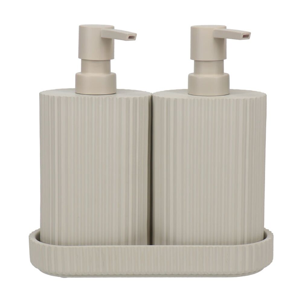 Eco Basics Wash Station Duo Soap Dispenser Resin Plastic Bathroom - Taupe (2 Pack) — image 2