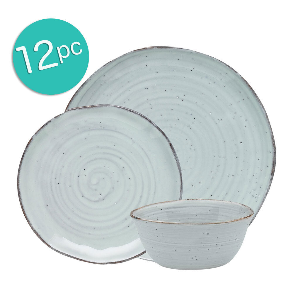 Ecology Ottawa Stoneware Dinner/Side Plate/Bowl Rustic Tableware Set Lichen (12 Pieces) — image 2