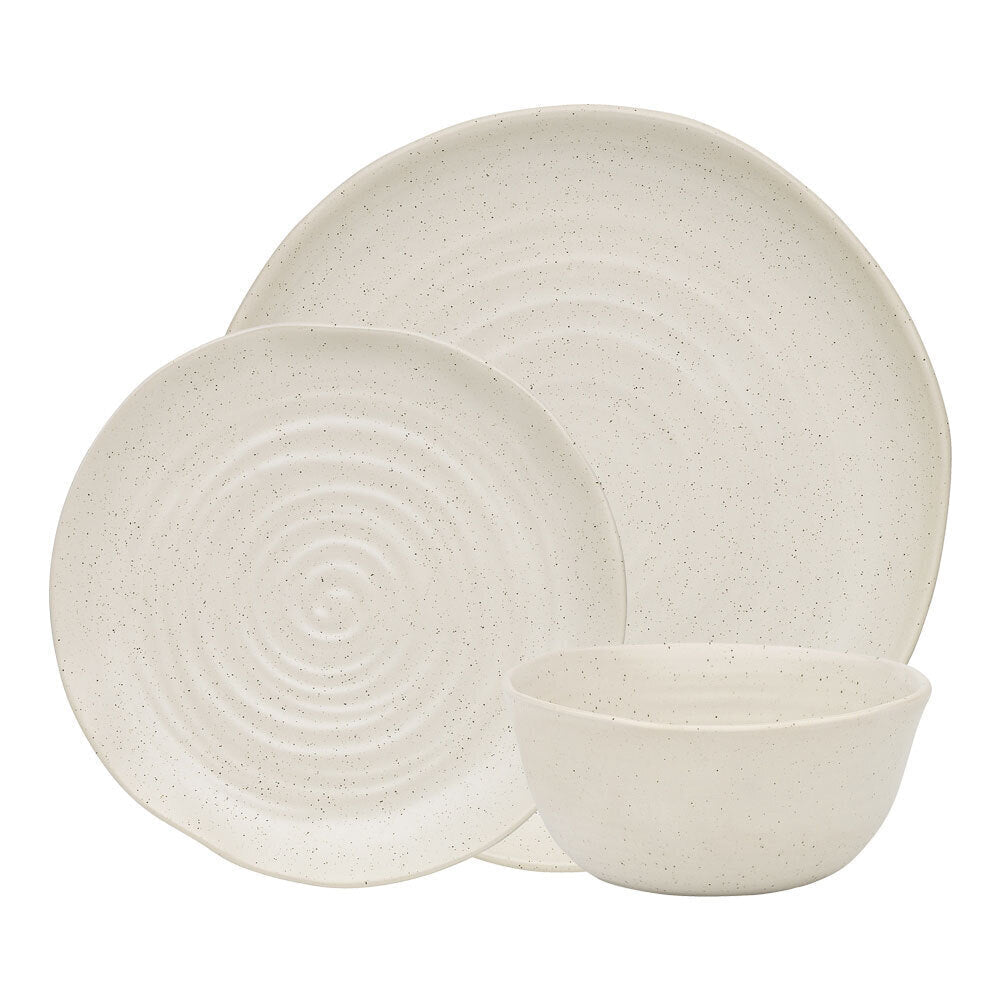 Ecology Ottawa Stoneware Dinner/Side Plate/Bowl Rustic Tableware Set Calico (12 Pieces)