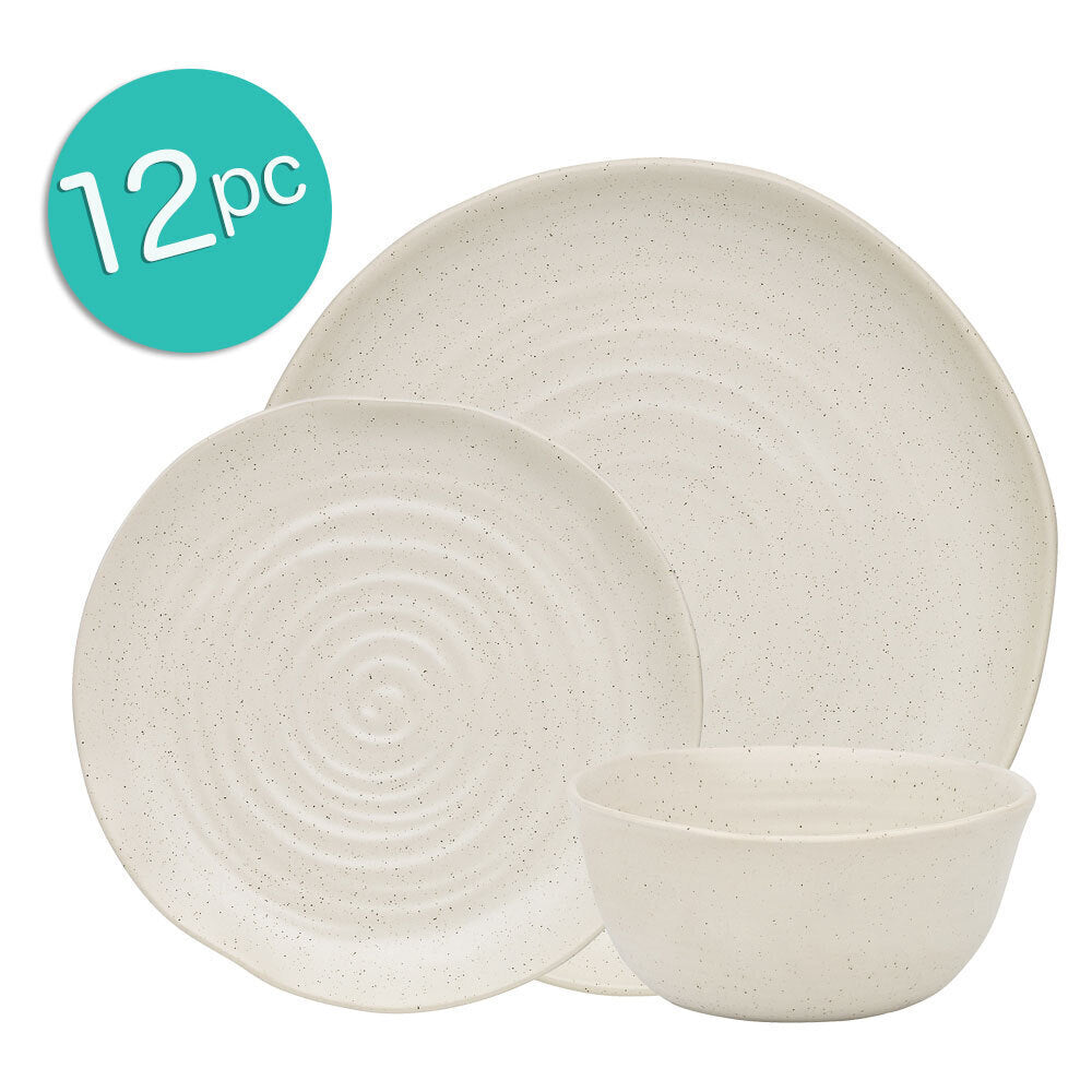 Ecology Ottawa Stoneware Dinner/Side Plate/Bowl Rustic Tableware Set Calico (12 Pieces) — image 2