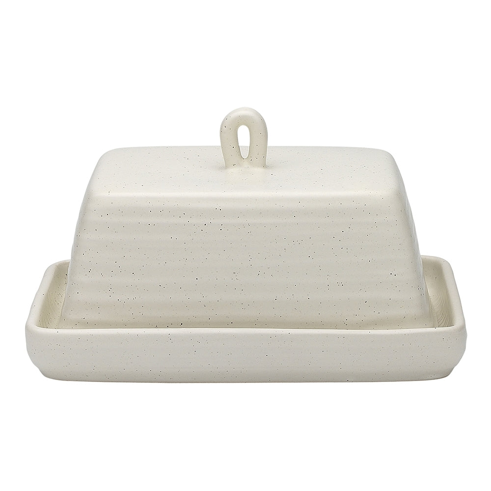 Ecology Ottawa Stoneware Rustic Butter Dish & Tray 17.5cm w/ Handle - Calico