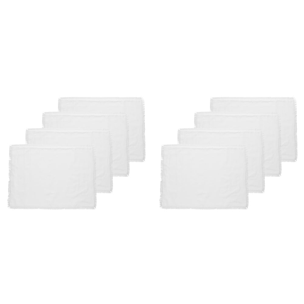 Ecology Tableware Elegant Fray Dining Tabletop Placemats 53cm White (8 Pieces)