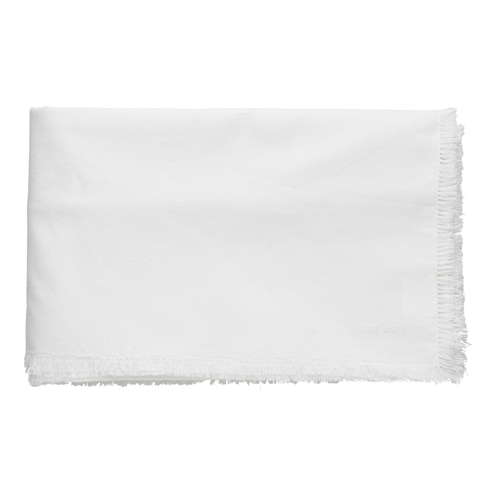 Ecology Cotton Tableware Elegant Fray Dining Tablecloth Napkin 240cm White