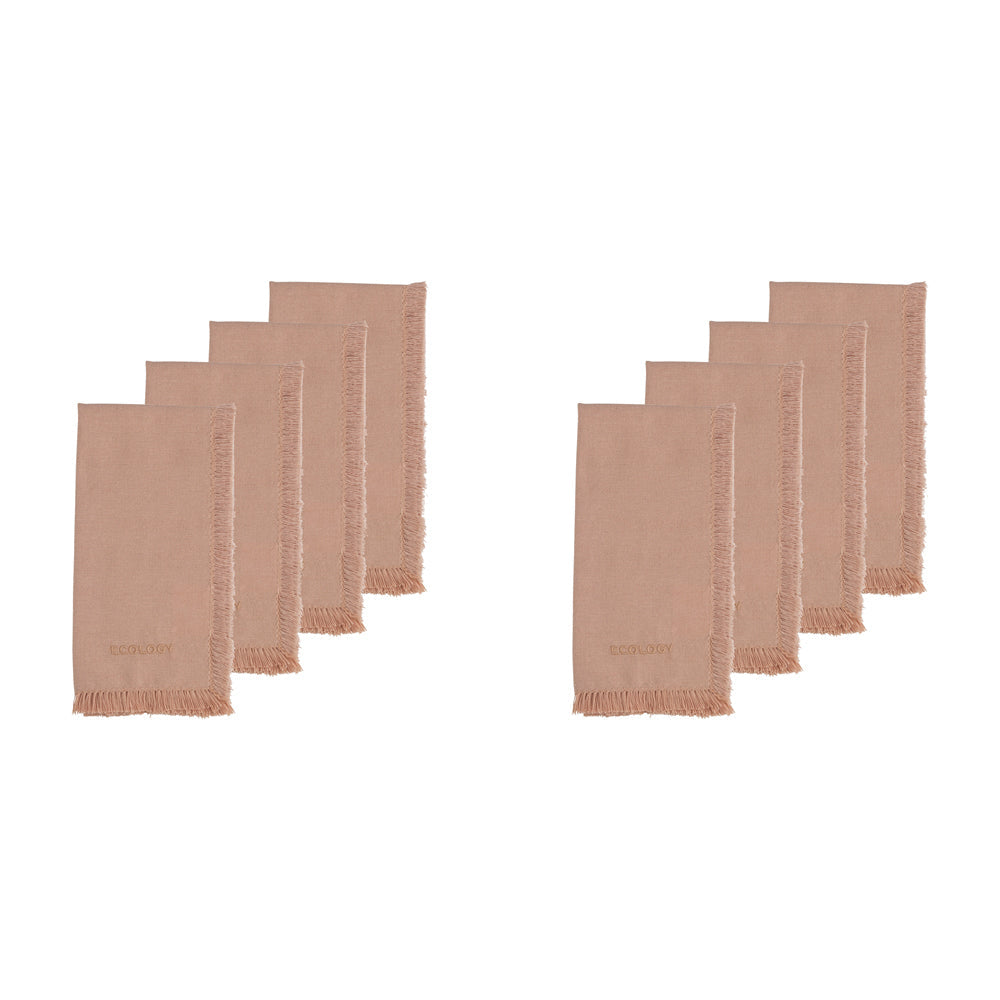 Ecology Cotton Tableware Elegant Fray Dining Table Napkins 45cm Blush (8 Pieces)