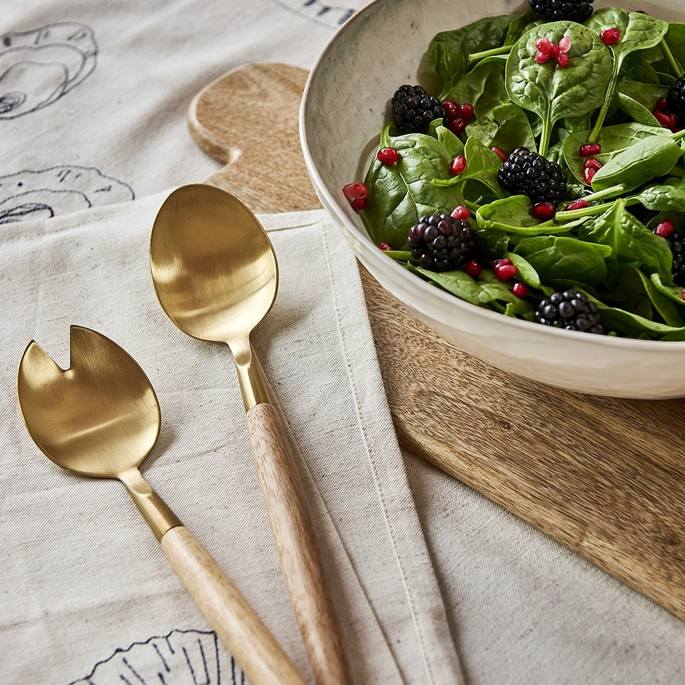 Ecology Rubberwood & Stainless Steel Alto Salad Server Set Gold 27.5cm (2 Pieces) — image 2