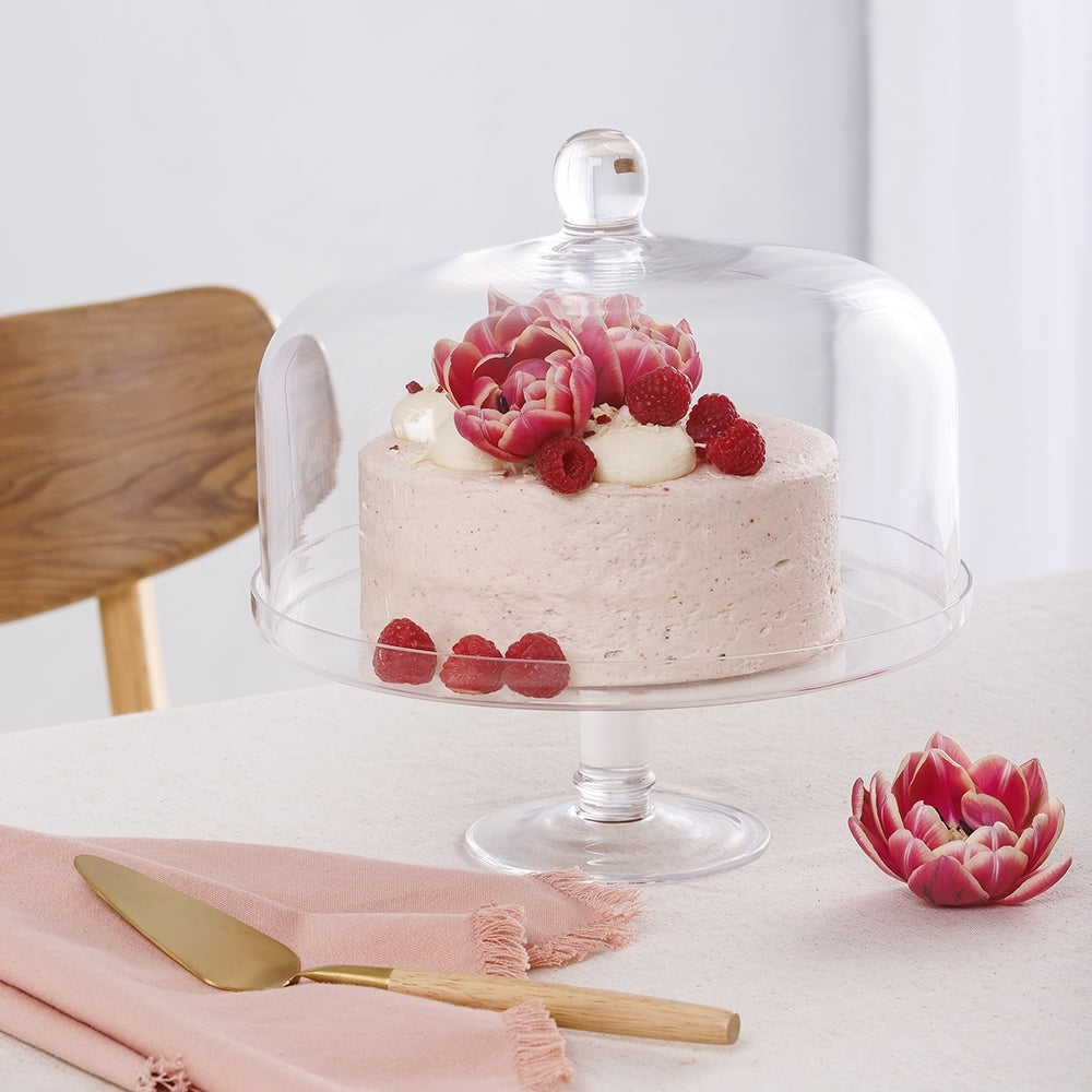 Ecology Tableware Soda Lime Glass Classic Elegant Cake Stand w/ Dome 28cm — image 2