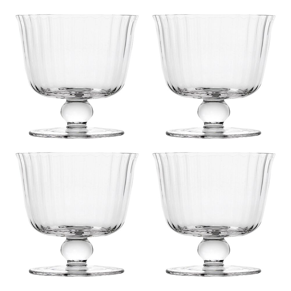Ecology Classic Timeless Soda Lime Glass Mini Bowls Fluted 10cm Clear (4 Pieces)
