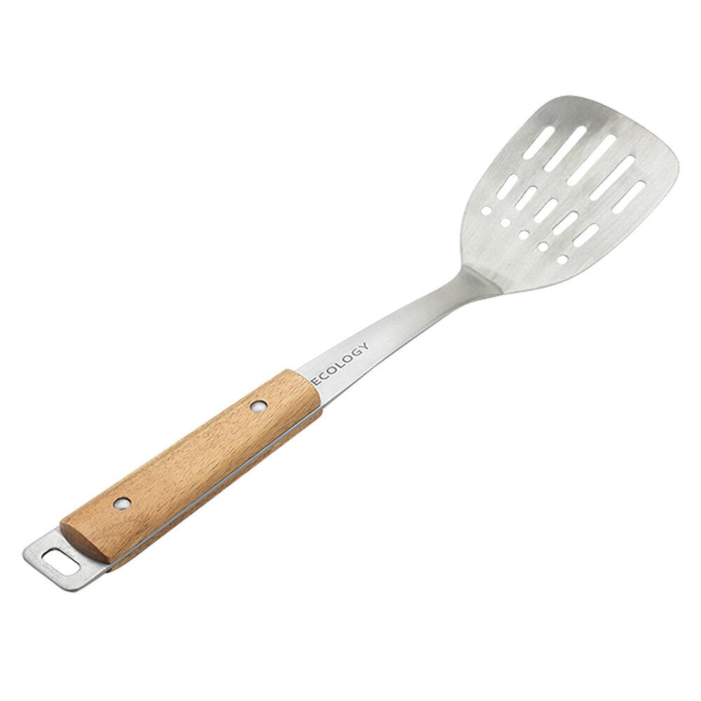 Ecology Acacia 36cm Slotted Turner Stainless Steel/Wood Cooking Utensil Silver
