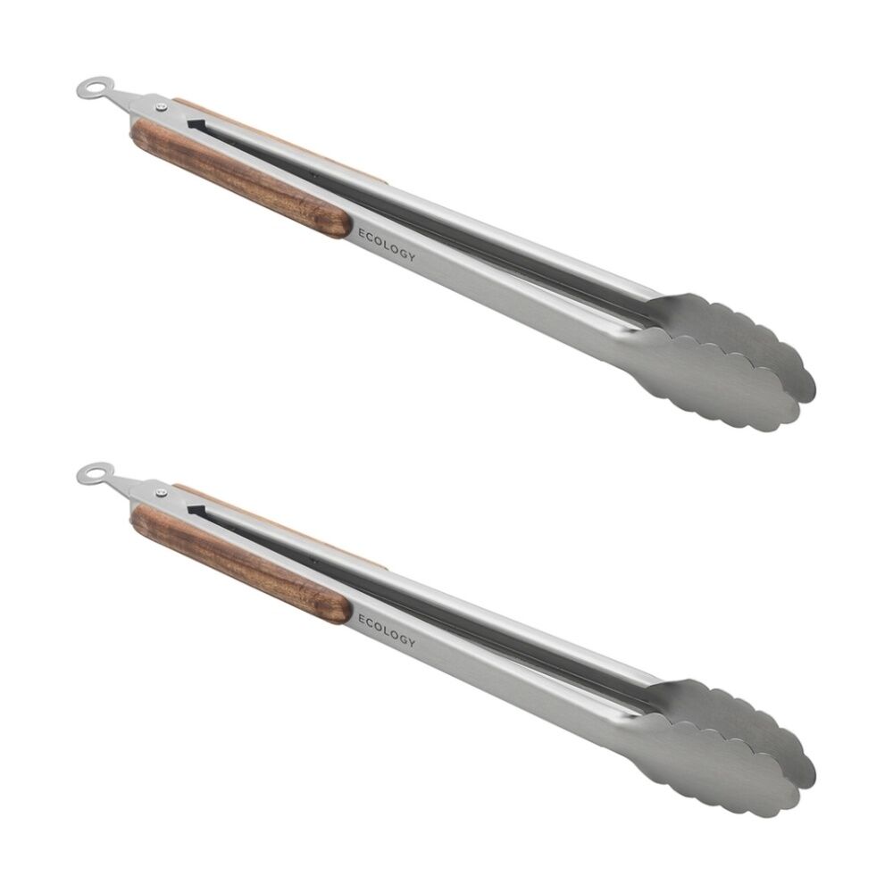 Ecology Provisions Tongs Acacia/Stainless Steel 36cm Natural (2 Pack)